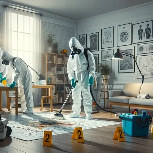 Peak Bio-Clean technicians performing a biohazard and crime scene cleanup